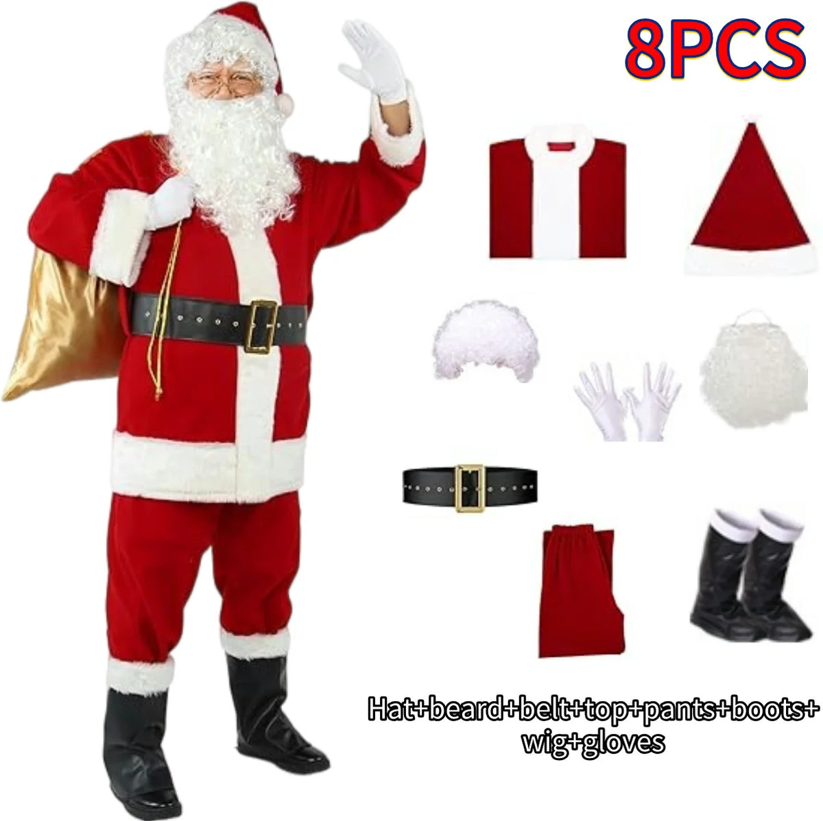 Men's Gold Velvet Santa-Inspired Christmas Costume Set