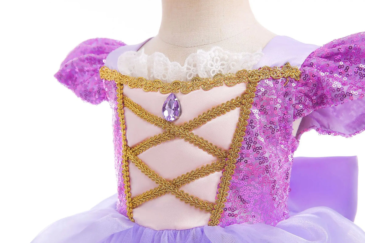 Girls Long-Hair Princess Dress Halloween Birthday Costume