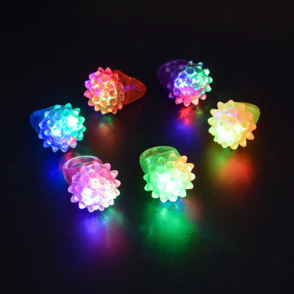 6/12/18Pcs LED Press Glow Strawberry Ring Birthday Party Prom Christmas Halloween Carnival Party Gift Decoration Children Reward