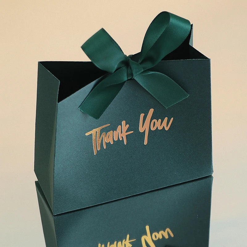 10 Mini Gift Boxes/Gift Bags with Gold Ribbon and Thank You Text Design, Available in Various Colors, Perfect for Wedding Favors, Mother's Day, Father's Day Party Gifts, and Small Gifts, as Well as Birthday, Gender Reveal, Gr