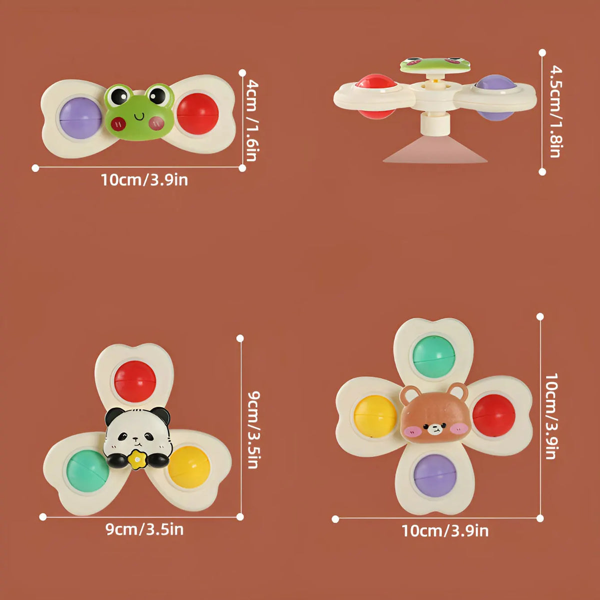 Suction Wheel Fun Rotating Toy Multi-Scene Playable Compact Portable Suction Adsorption Smooth Surface 3pcs