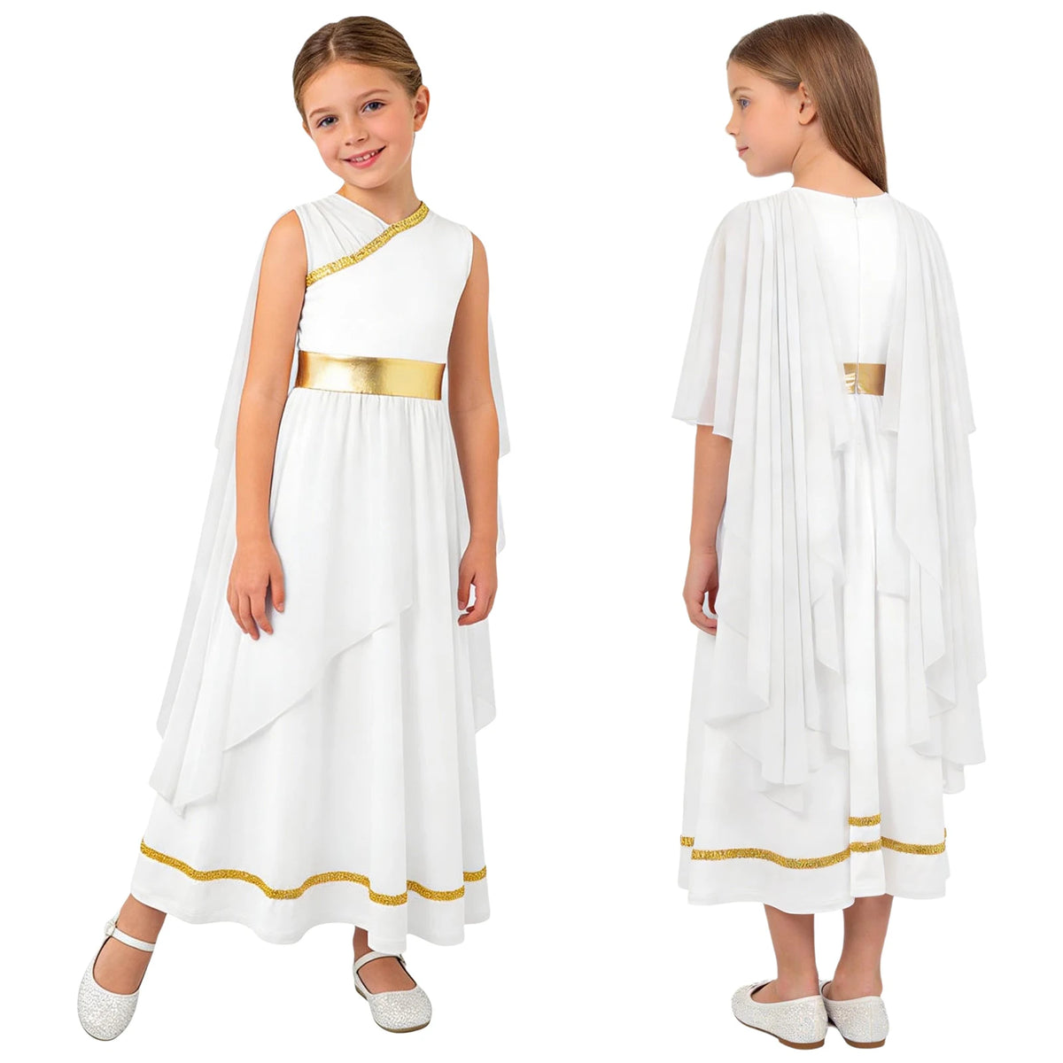 Girls Ancient Greek Goddess Toga Costume for Halloween