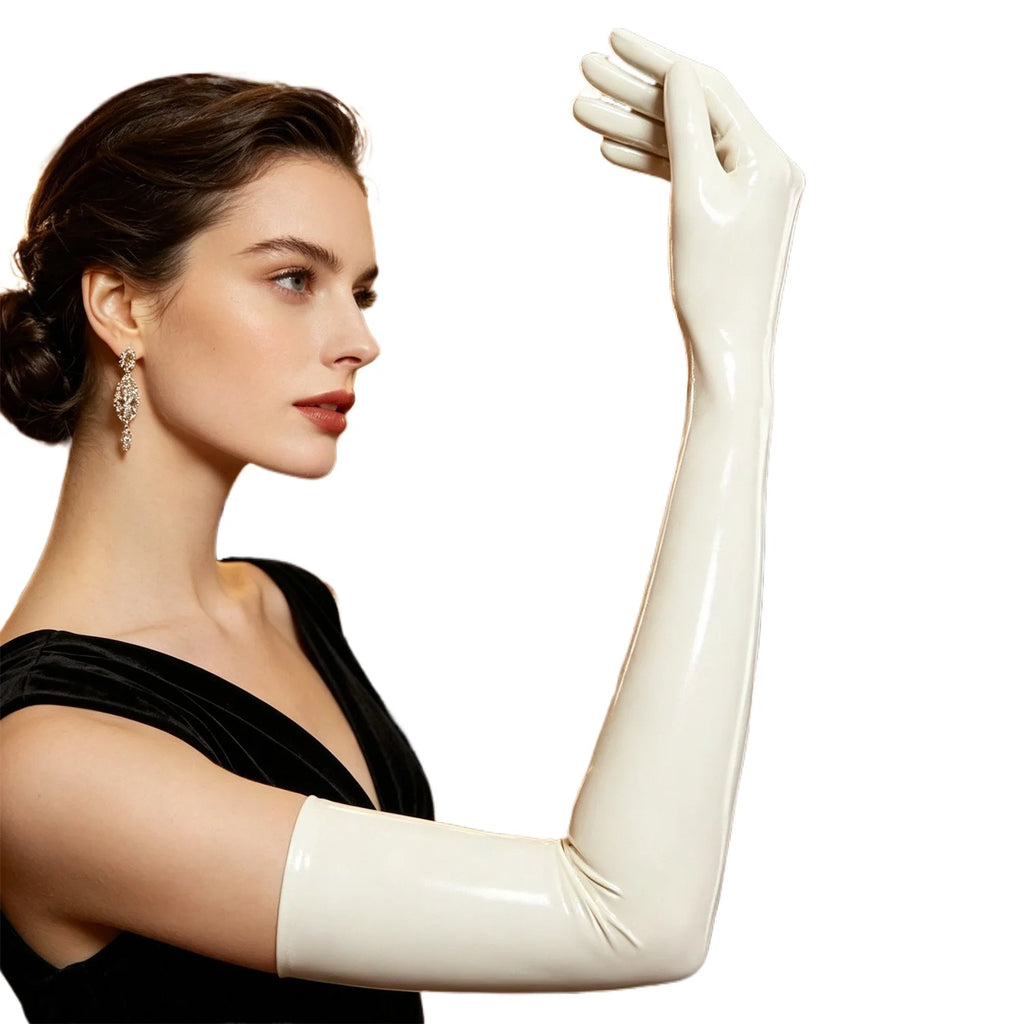 Black Latex Short Gloves for Cosplay Costumes