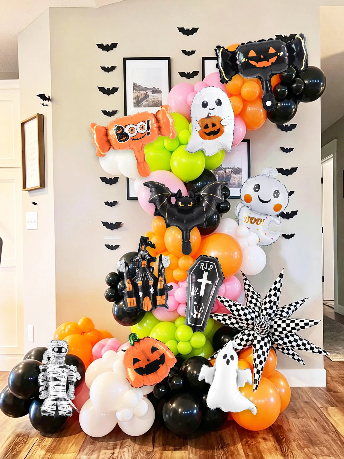 10pcs Mini Halloween foil balloon set—suitable for Halloween, haunted houses, pumpkin-themed parties, and trick-or-treat events.