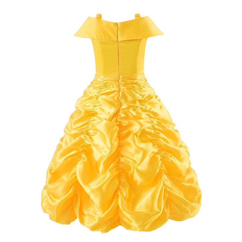 Girls Yellow Princess Dress Halloween Costume for Kids