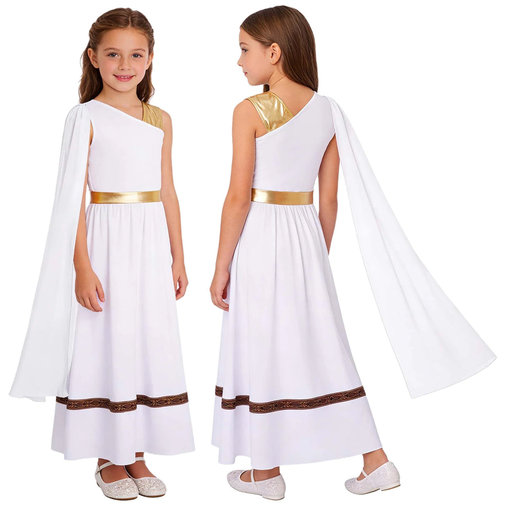 Girls Ancient Greek Goddess Toga Costume for Halloween