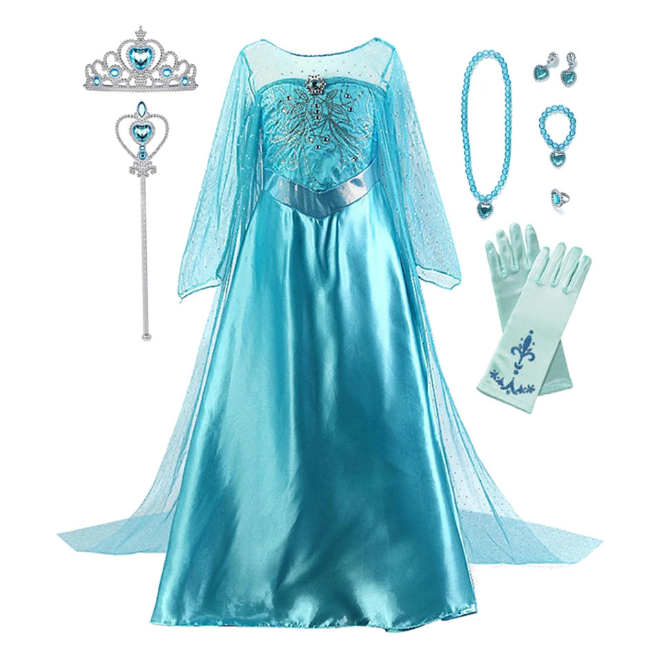 Girls Snow Queen Princess Dress Costume for Parties & Carnival