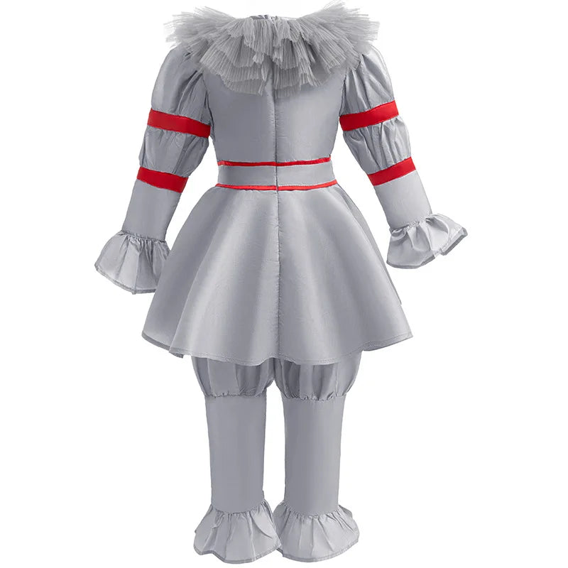 Kids Horror Clown Costume Puff Sleeve Top & Pants