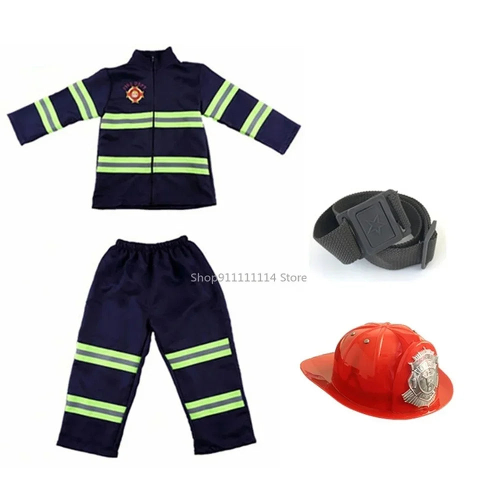 Kids Firefighter Uniform Costume for Halloween & Role Play