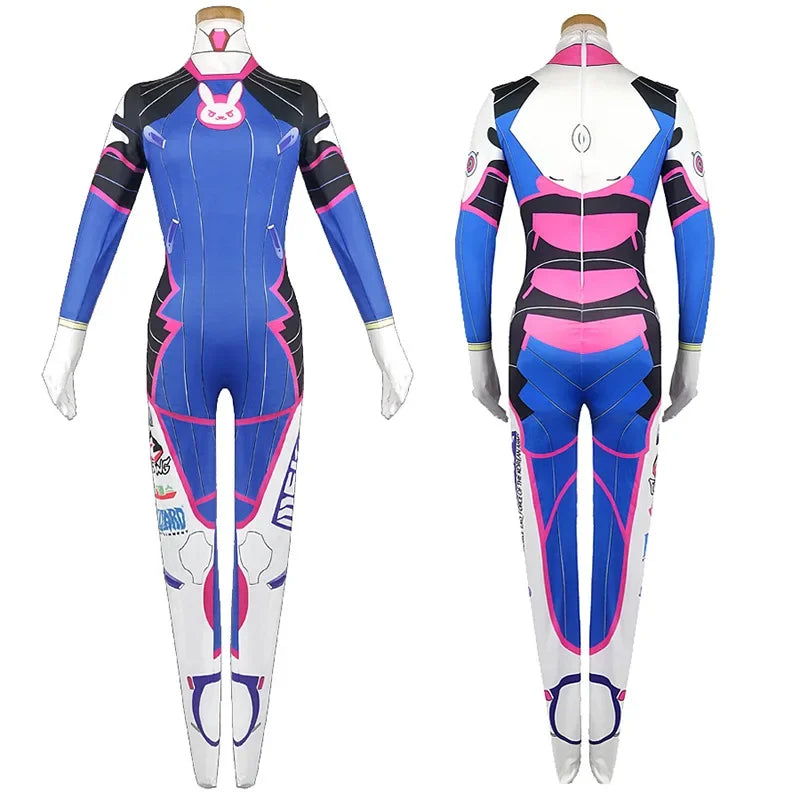 Women's Gaming-Inspired Cosplay Jumpsuit Costume with Wig & Headset