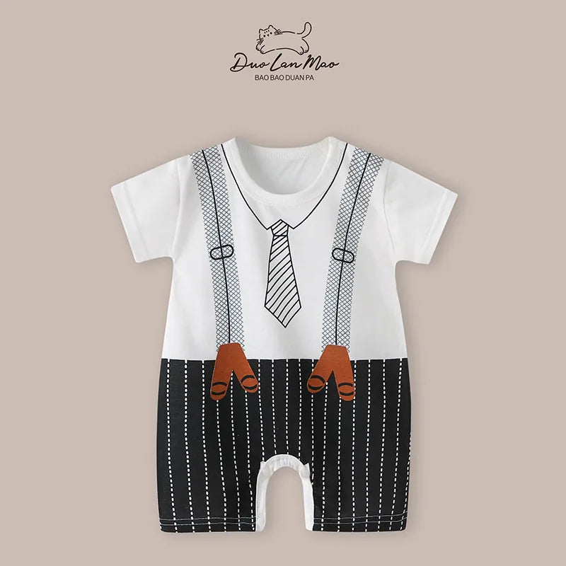 Baby Boys Summer Cartoon Dinosaur Rompers Cotton Thin Short Sleeve Little Boy Bodysuit Newborn Infants Jumpsuit New Costume