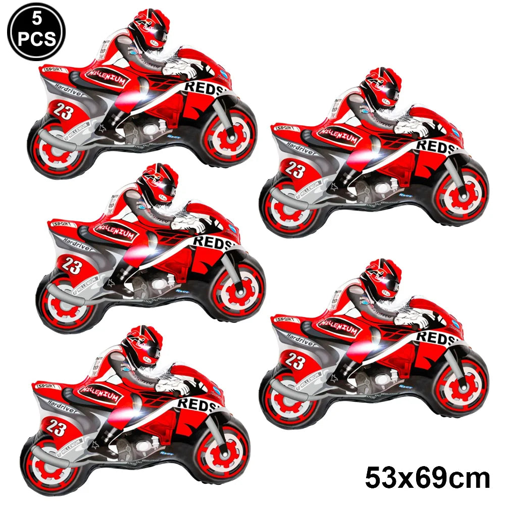 Racing Car Balloon Traffic Cone Balloon Tire Wheel Balloons Black White Checkered Race Car Theme Kids Birthday Party Decorations