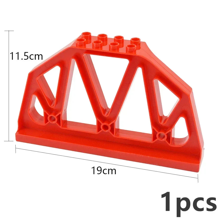 City View Large Building Bricks Wheel Bridge Big Size Track Bricks Train Straight Curved Switch Railway Compatible Duploes Toys