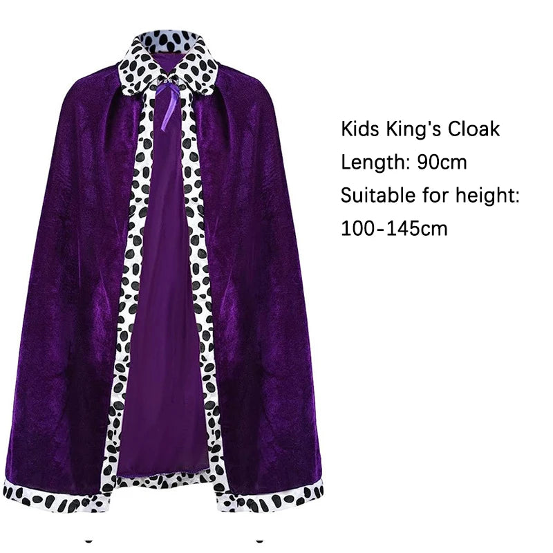 King Prince Cape Costume with Crown for Adults & Kids