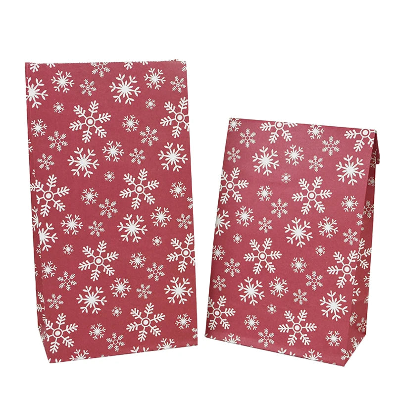 10pcs Kraft Paper Candy Cookie Bag Santa Claus Snowman Christmas Gift Packing Bags Xmas Navidad New Year Party Decor Supplies