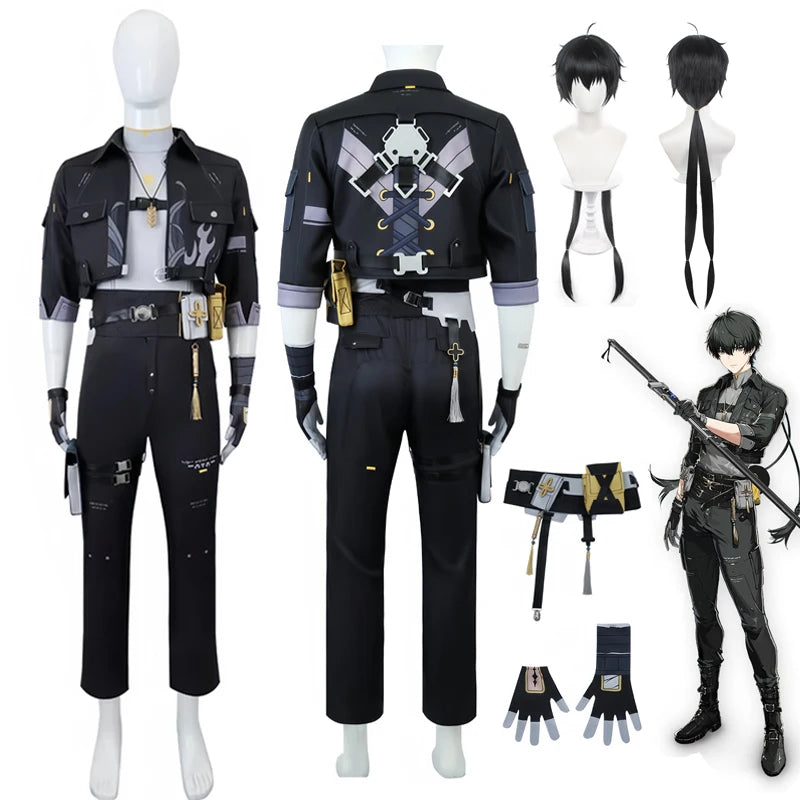 Male Fantasy Game Cosplay Costume with Wig for Halloween