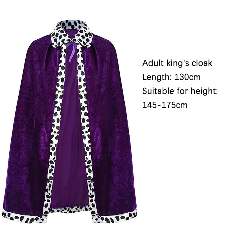 King Prince Cape Costume with Crown for Adults & Kids