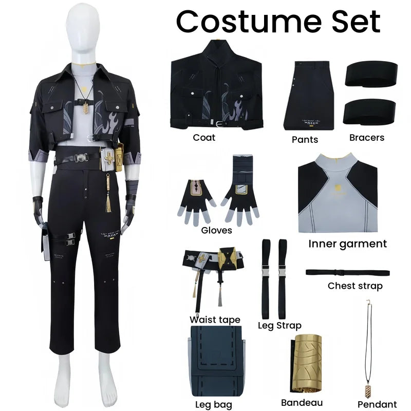 Male Fantasy Game Cosplay Costume with Wig for Halloween