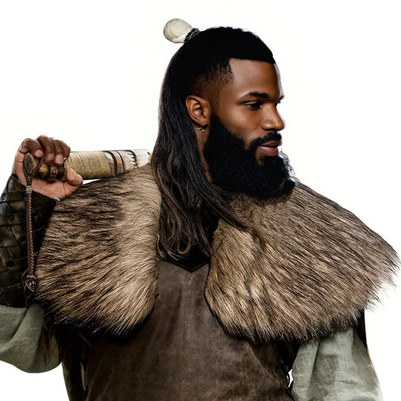 Medieval Faux Fur Shoulder Cloak Cape for Halloween & Cosplay