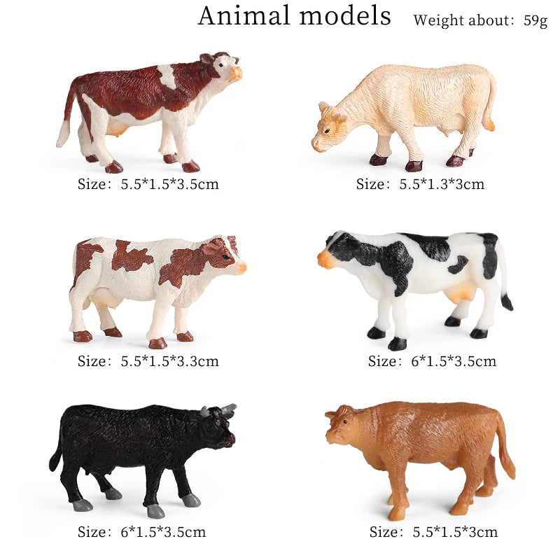 Oenux Farm Animals Bullfighting Cowboy Simulation Poultry Cattle Calf Bull OX Action Figures Collection Pvc Model Toy Kids Gift