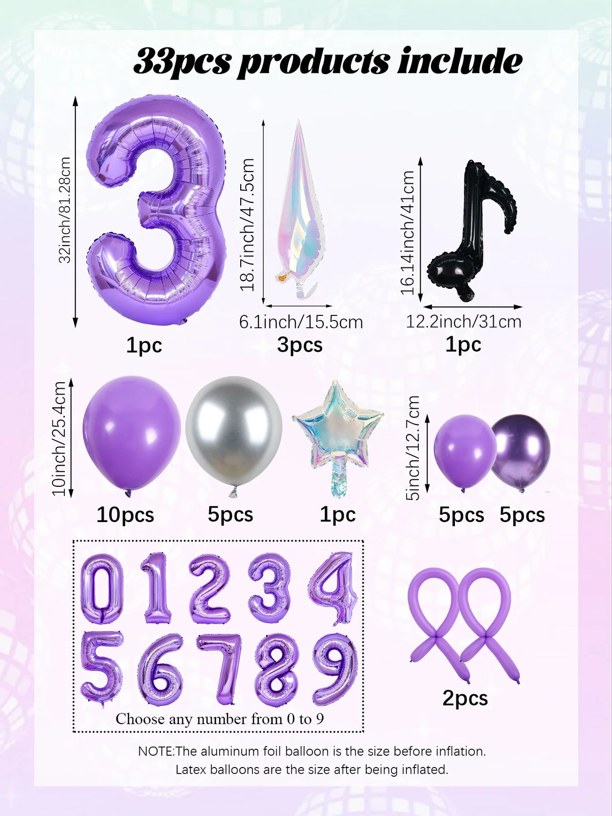 33pc Kpop Music-Themed Birthday balloon Pillar Set, Suitable for K-Pop Music-Themed Birthday Party Decorations and Disco-Themed