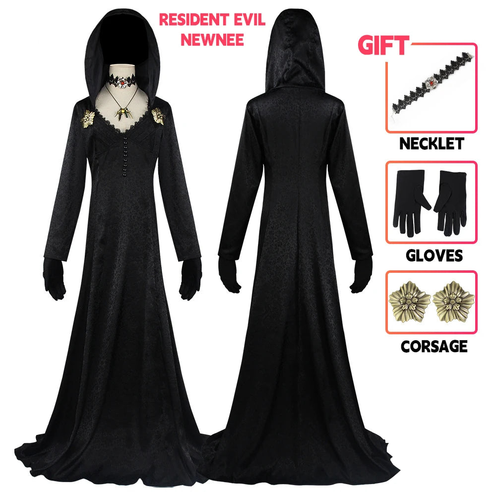 Gothic Vampire Lady Costume Black Dress for Halloween