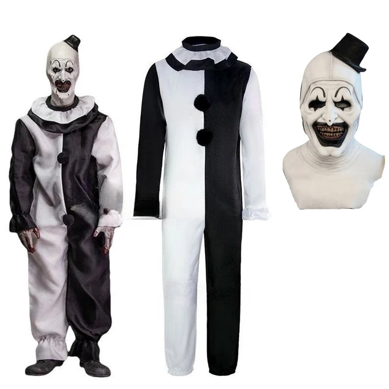 Horror Clown Jumpsuit Costume with Mask for Adults