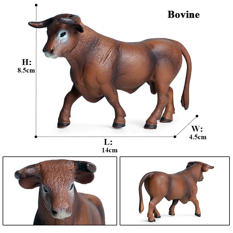 Oenux Farm Animals Bullfighting Cowboy Simulation Poultry Cattle Calf Bull OX Action Figures Collection Pvc Model Toy Kids Gift