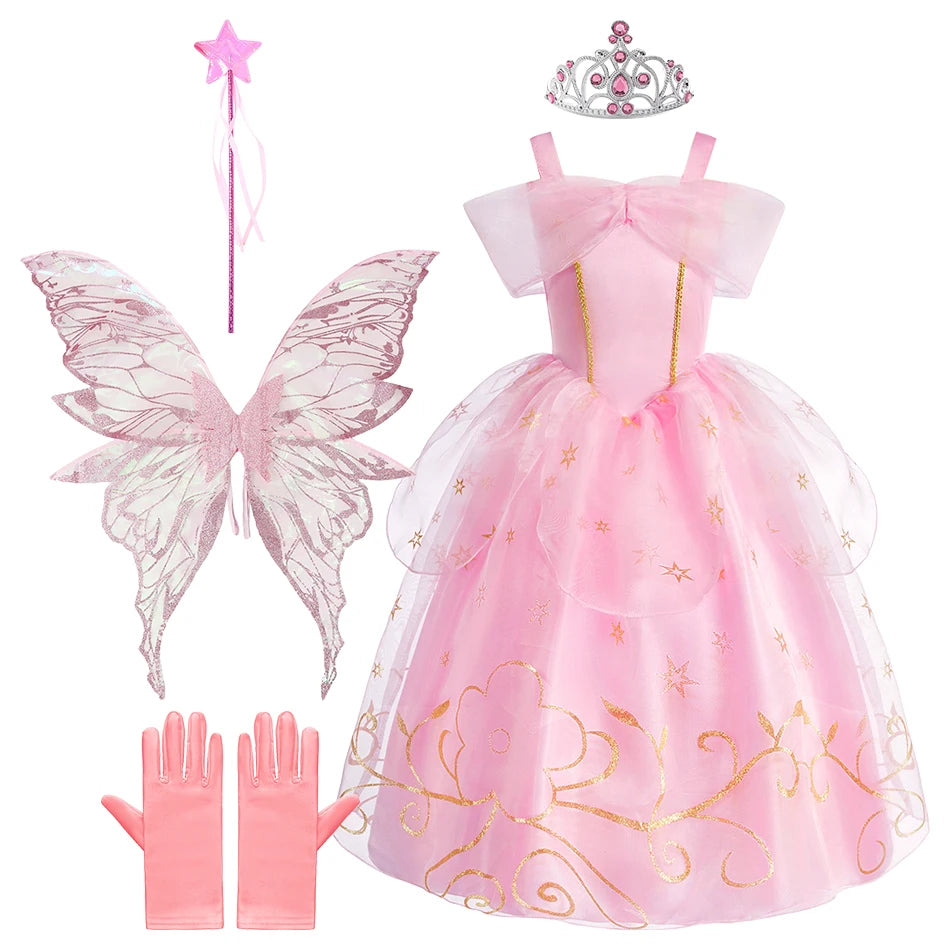 Baby Girl Pink Princess Party Dress Set for Halloween & Christmas