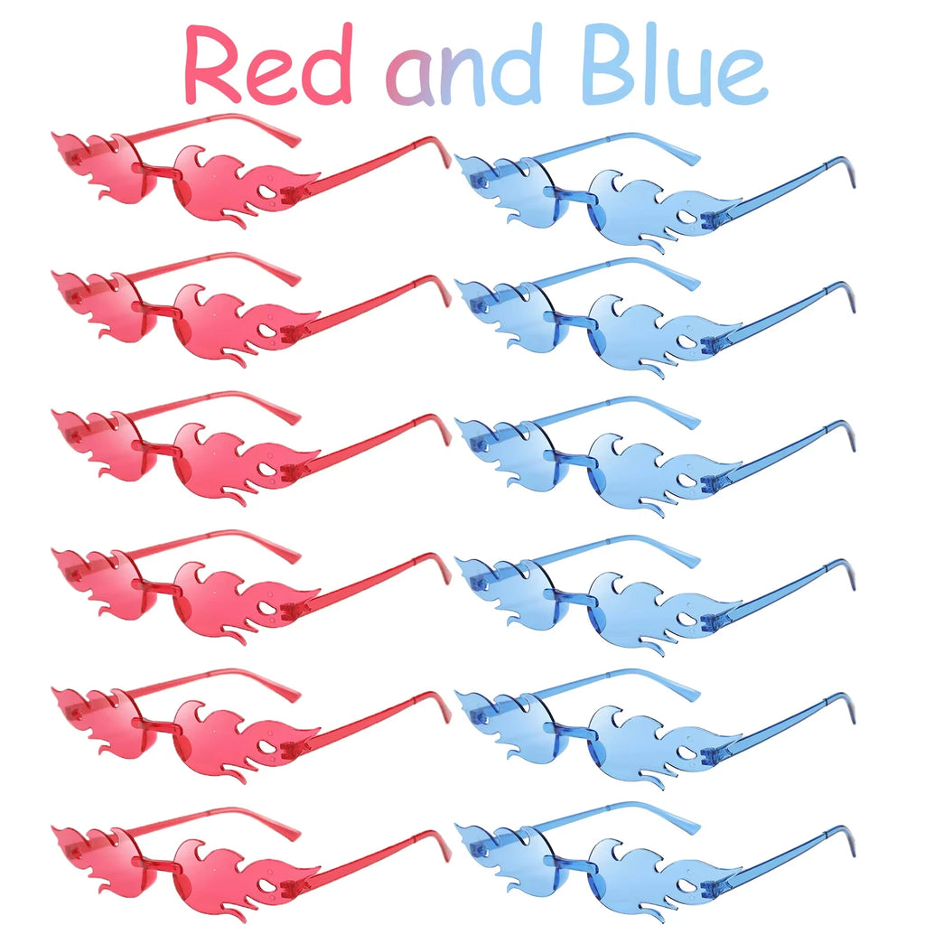 12-120 Pcs Red Fire Flame Glasses Fire Shape Sunglasses Fire Sunglasses Party Decor for Summer Shower Wedding Halloween Cosplay