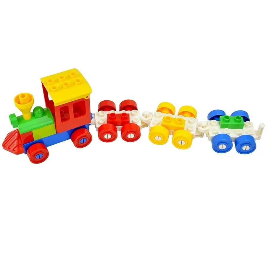 City View Large Building Bricks Wheel Bridge Big Size Track Bricks Train Straight Curved Switch Railway Compatible Duploes Toys