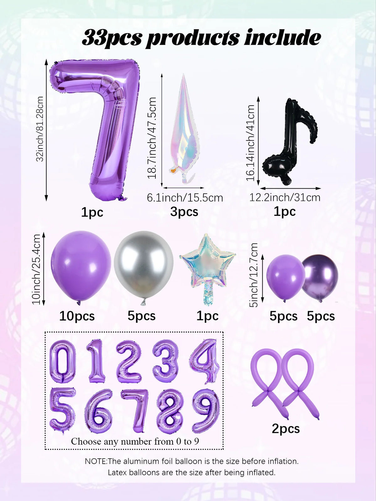 33pc Kpop Music-Themed Birthday balloon Pillar Set, Suitable for K-Pop Music-Themed Birthday Party Decorations and Disco-Themed