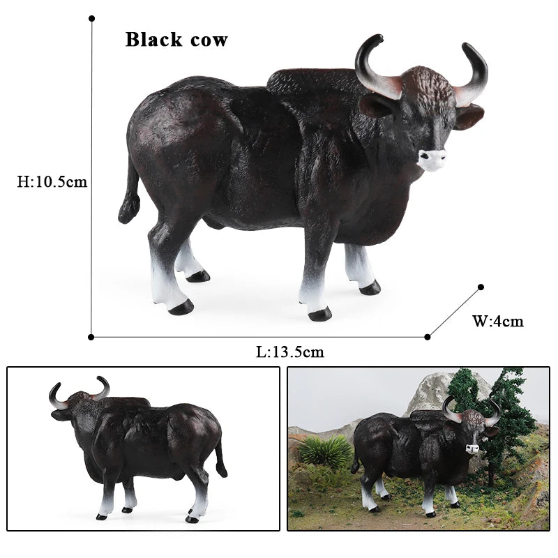 Oenux Farm Animals Bullfighting Cowboy Simulation Poultry Cattle Calf Bull OX Action Figures Collection Pvc Model Toy Kids Gift