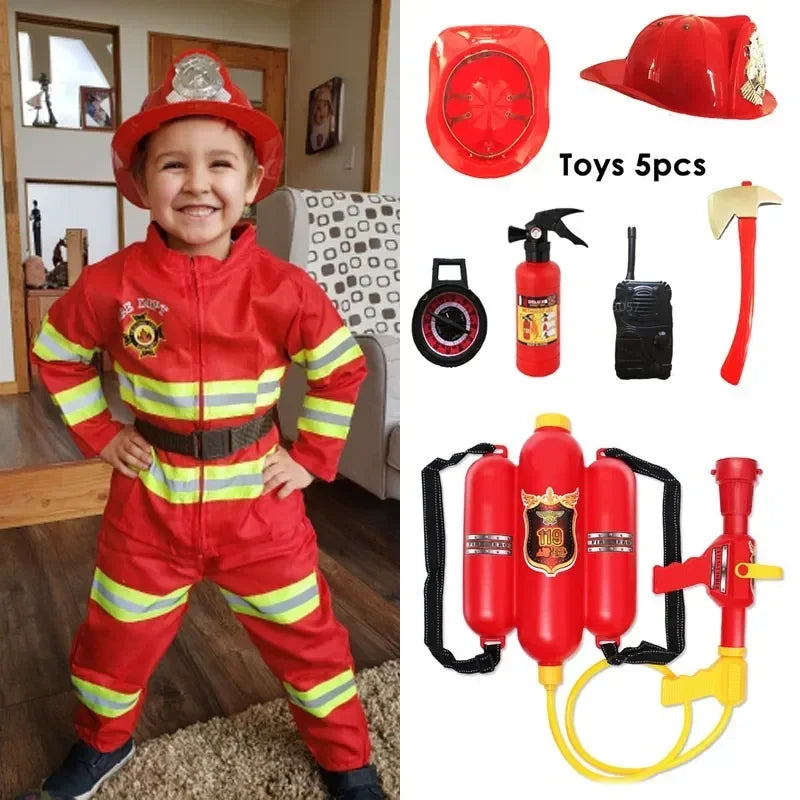 Kids Firefighter Costume Uniform for Boys & Girls