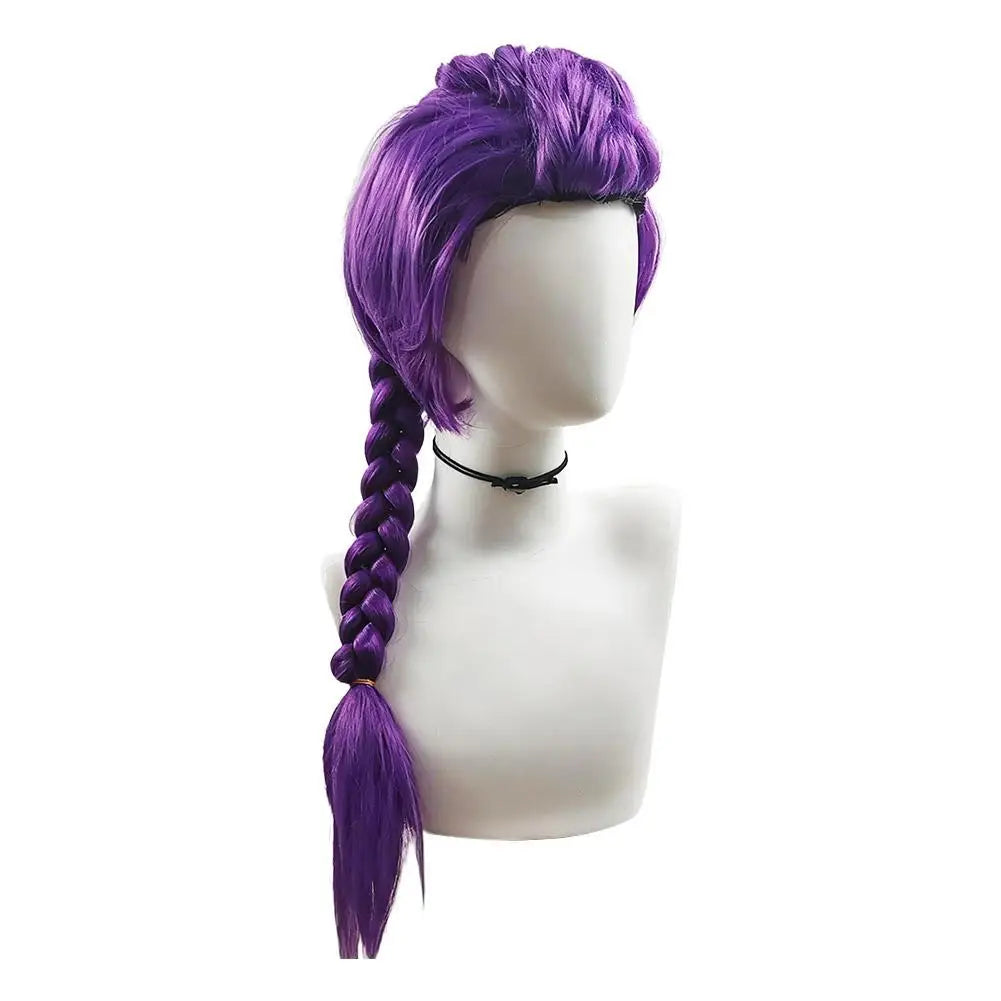 33.5 Inch Purple Braided Wig with Side Ponytail for Kids
