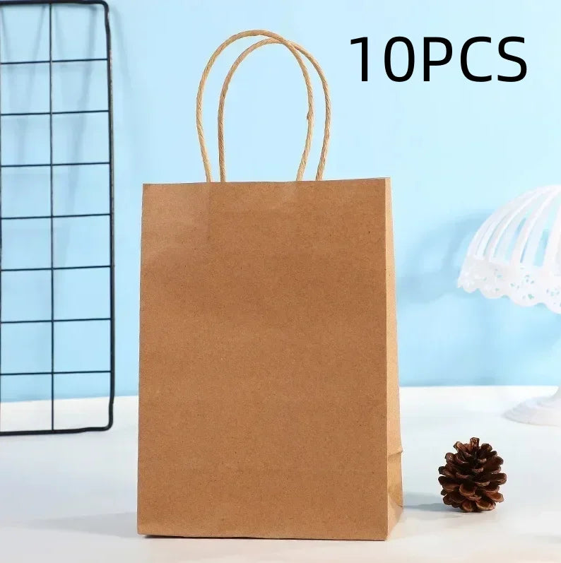 Candy Colorful Shopping Bags 10PCS Kraft Paper Gift Candy Bag Colored Hand-held Paper Bags Wedding Party Decoration Gift