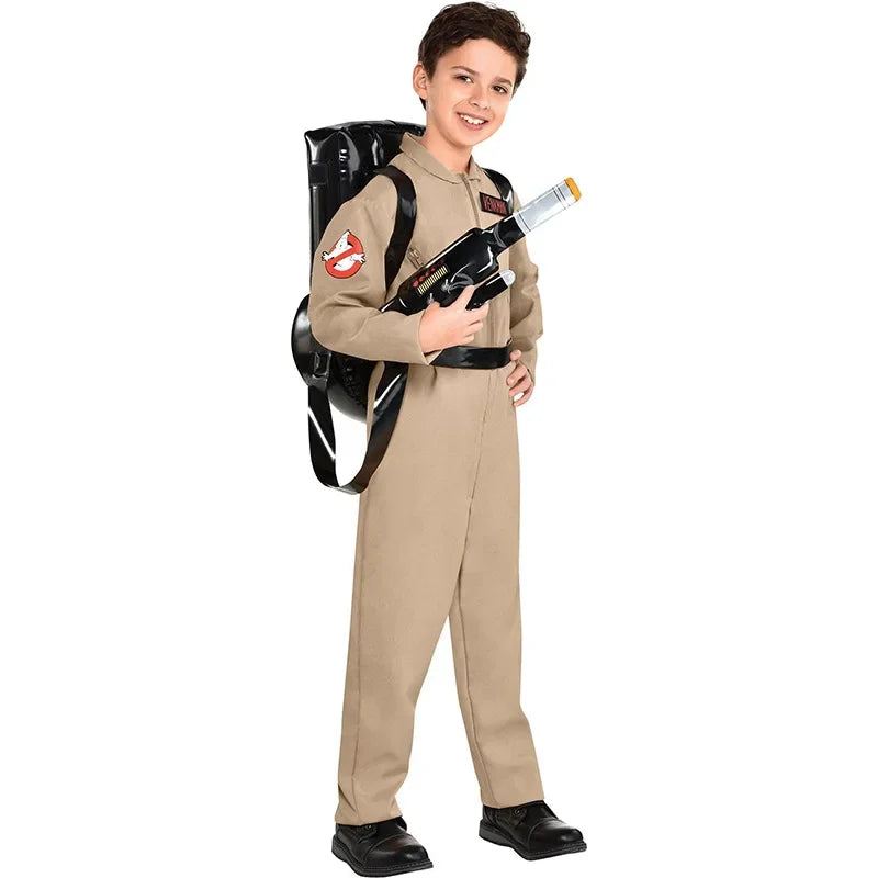 Adult Ghost Hunter Jumpsuit Costume with Bag for Halloween