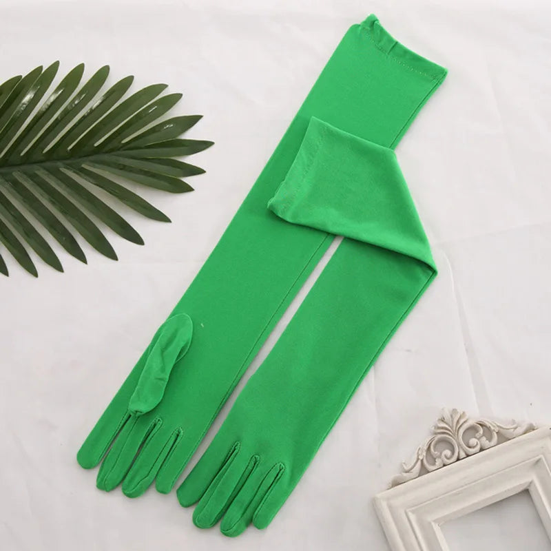 45cm Long Women Elasticity Matte Spandex Dance Performance Long Bride Wedding Mitten Halloween Party Cosplay Princess Glove P26