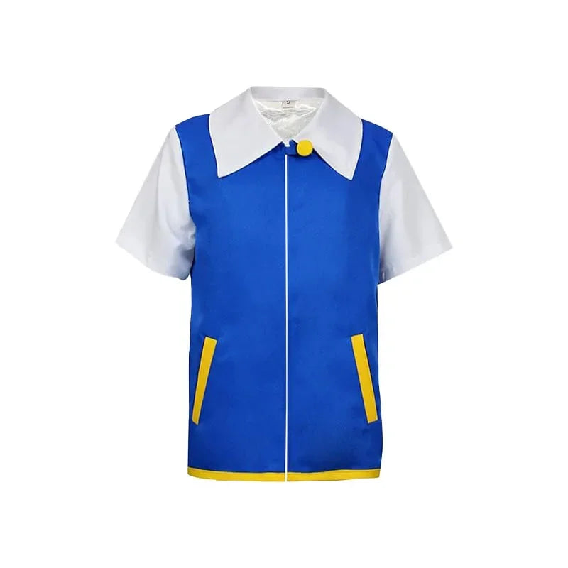 Blue Anime Trainer Cosplay Costume with Jacket, Cap & Gloves