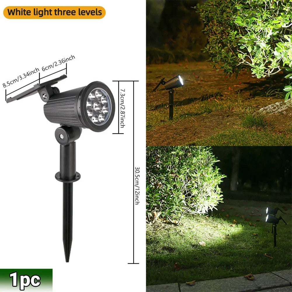 9 LED Solar Spot Lights IP65 Waterproof Outdoor RGB Solar Landscape Lights Brightness Adjustable for Garden Yard Palm Trees