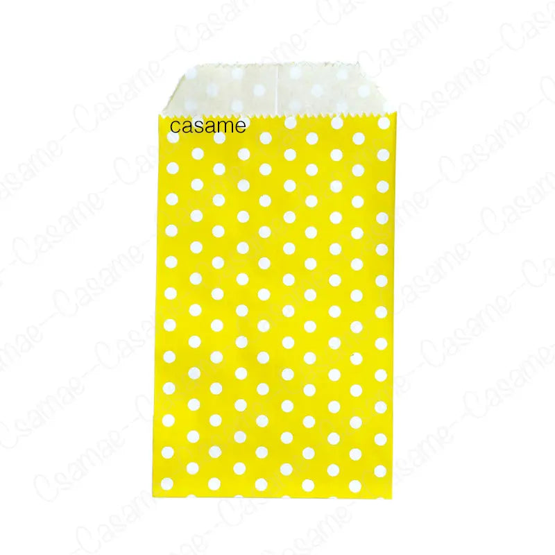 50pcs 15*10CM Wave Dot Kraft Paper Candy Biscuit Bags Packing Pouch Popcorn Bag Birthday Wrapping Supplies Pastry Tool