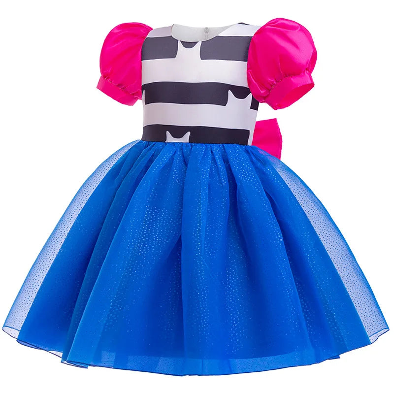 Girls Cat Inspired Princess Dress with Puff Sleeves and Tulle