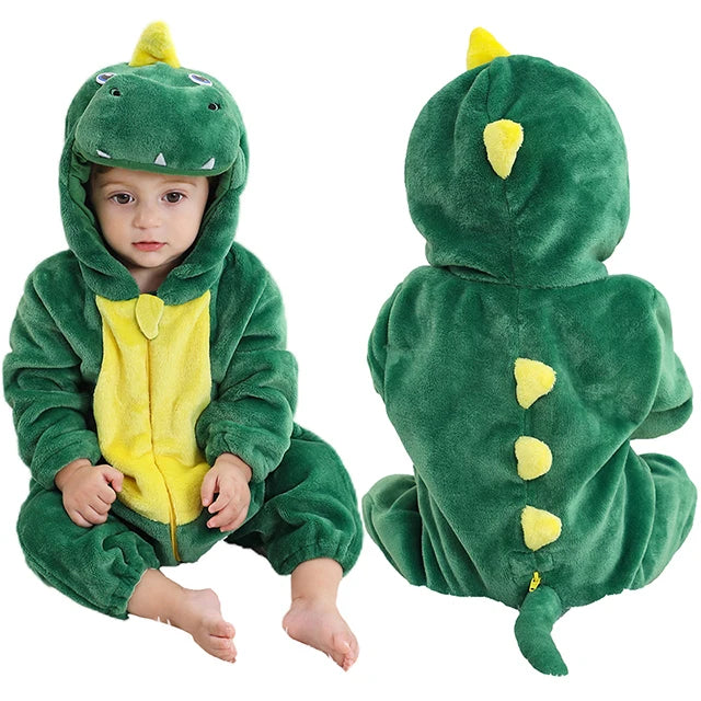 MICHLEY Carniva Baby Rompers Winter Clothes Flannel Hooded Bodysuits Pajamas Animals Overall Jumpsuit For Girls Boys Kids