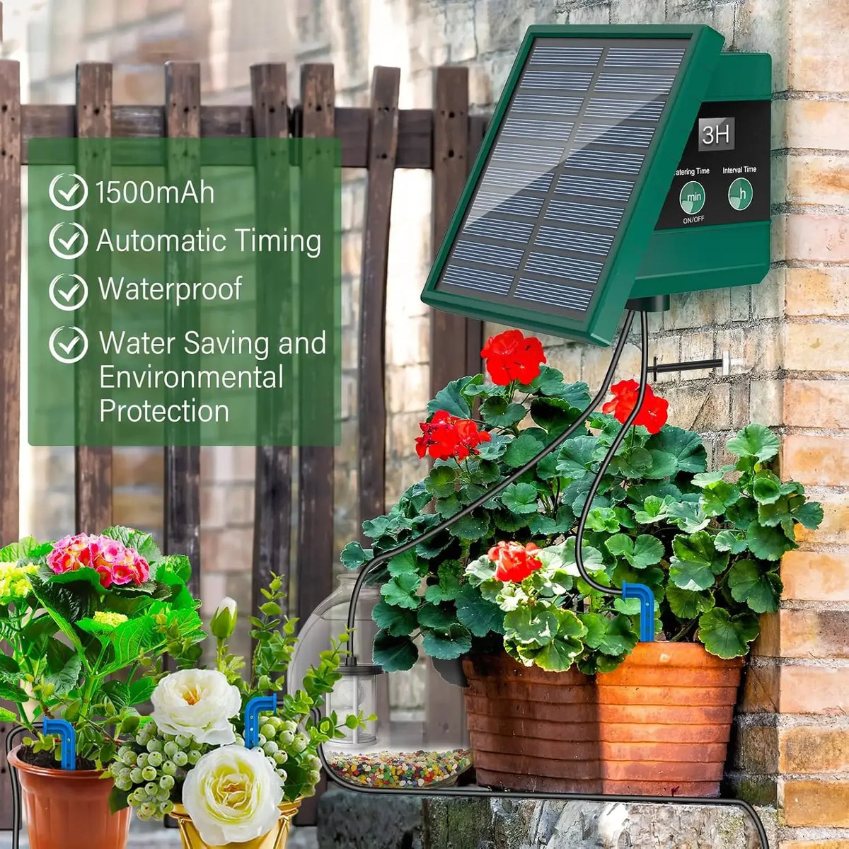 Solar Irrigation System for Garden Balcony Automatic Drip Irrigation System DIY Garden Watering System Drip Hose Irrigation